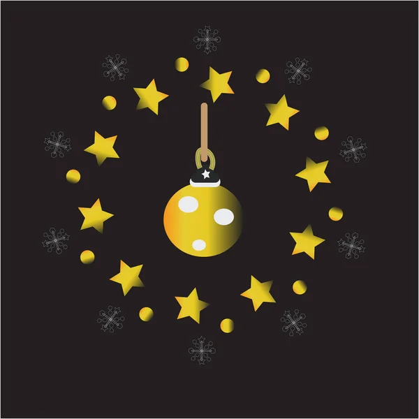 Vector de ilustración de fondo de Navidad con bola de Navidad estrella copo de nieve confeti oro y negro colors.Vector ilustración . — Vector de stock
