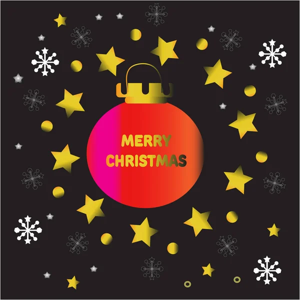 Bola de Navidad de oro rosa con fondo estrella. Ilustración vectorial — Vector de stock