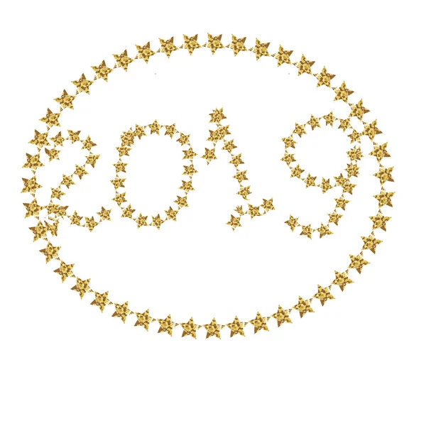 Goud flying stars confetti magische Kosmische Kerstmis vector, premie schittert de patroon van de achtergrond van de stardust. Vakantie partij decor, jaar achtergrond vector, gouden sparkles confetti vliegen op wit. — Stockvector