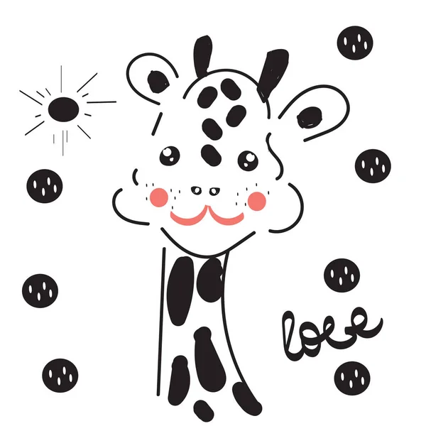 Baby giraff i söt stil, kärlek, kawaii, karaktär — Stock vektor