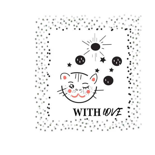 Chat chaton Kat character design vecteur dessin animé drôle — Image vectorielle