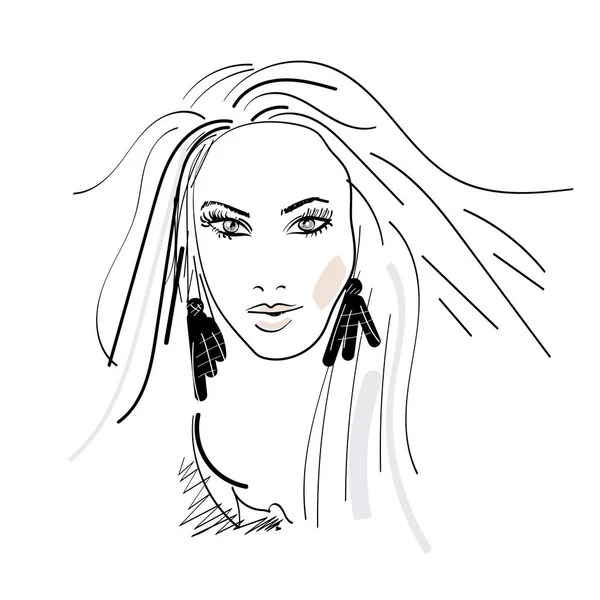 Logo kadın uzun saç stili simgesi, illistration güzellik ve fasihon — Stok Vektör