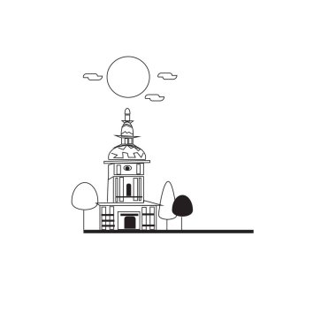 büyük şehir simgesi ve diğer binanın üst basit kroki vektör görünümü