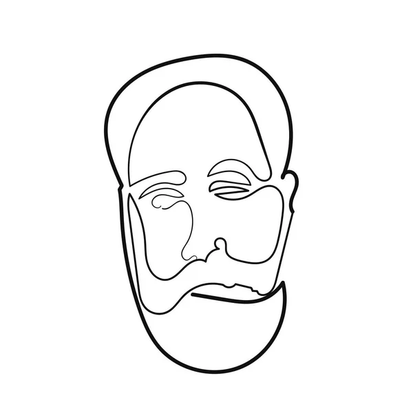 Continuous line drawing of serious man portrait on white background — Stock Vector