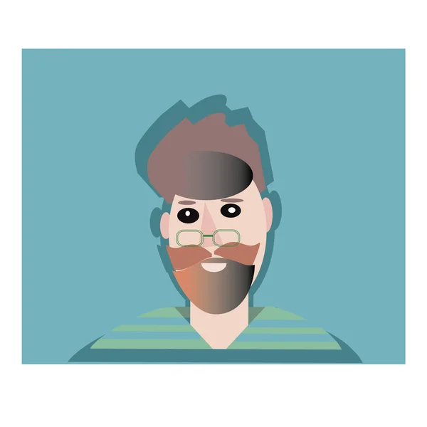 Człowiek z brodą w szklanym płaskim stylu ikony. mężczyzna postać wektor ilustracja. — Wektor stockowy