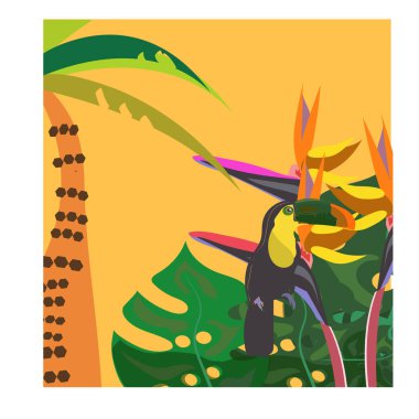 Yaz tropikal arka plan avuç içi, gökyüzü ve gün batımı ile ayarlayın. Yaz afiş poster el ilanı davetiye. Yaz Zamanı.