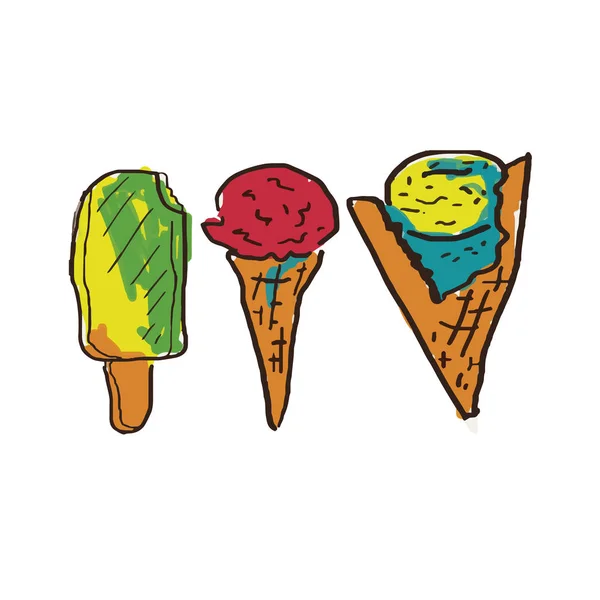 Kolekce 3 vektorové zmrzliny na zmrzlině izolované na bílém — Stockový vektor