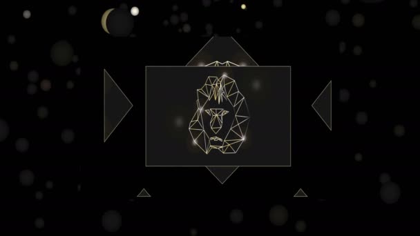 占星術の星占いです,レオ,コスモス宇宙黄金のレオ動物の空 — ストック動画