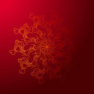 Dairesel sembolü, mandala. Süs öğesinde dairesel kırmızı arka plan ile dekoratif arka plan.