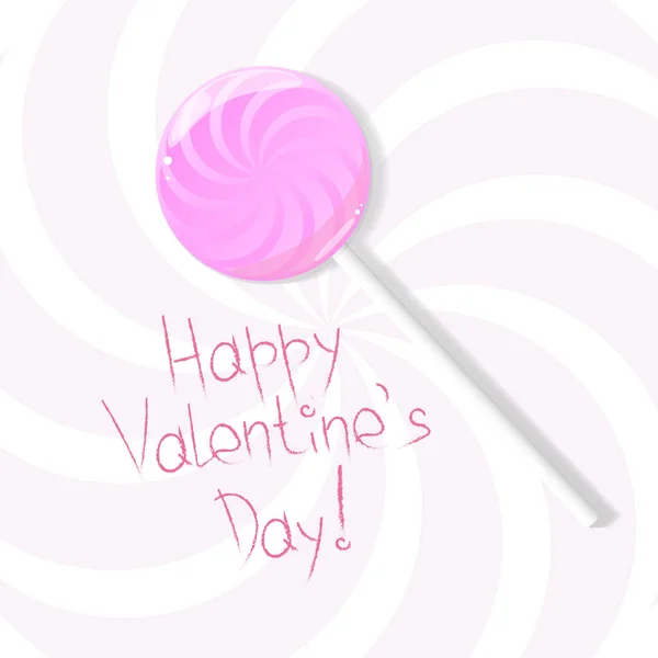 Pink lollipop on a gentle background valentines day — Stock Vector