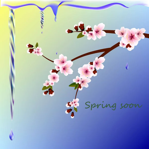 Frühling Bald Glücklicher Aprikosenvektor — Stockvektor