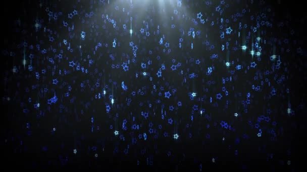 Chuva Estrelas Brilhantes Azuis — Vídeo de Stock