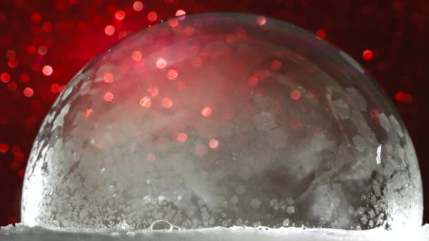 Christmas Snow Globe Snowflake Flying — Stock Video