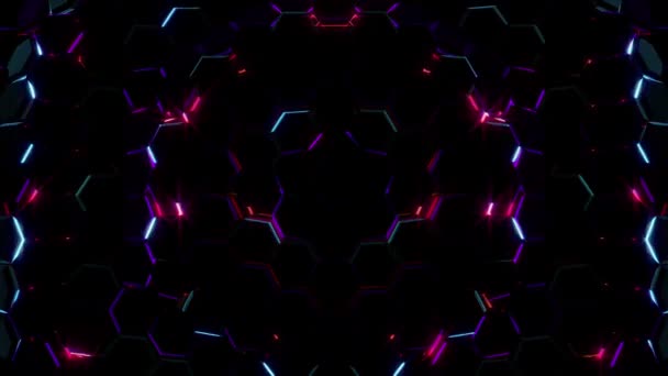 Hexagones Eléctricos Luces Fondo — Vídeos de Stock