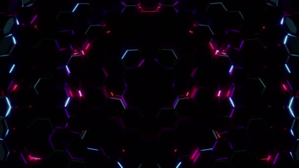 Hexagones Eléctricos Luces Fondo — Vídeos de Stock