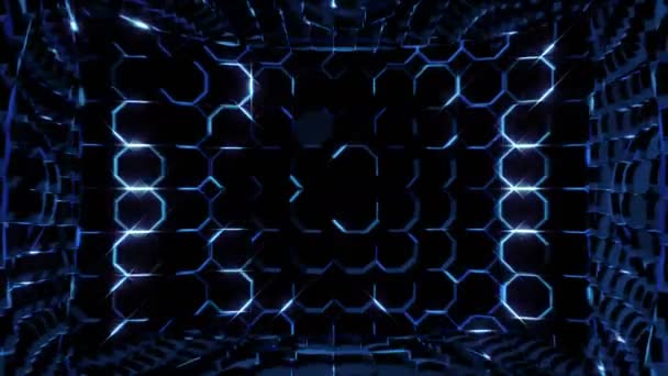 電気ネオン八角形の背景 — ストック動画