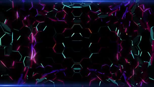 Hexagonal Lights Waves Background — Stock Video
