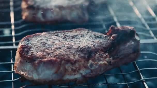 豚焼き肉バーベキュー — ストック動画