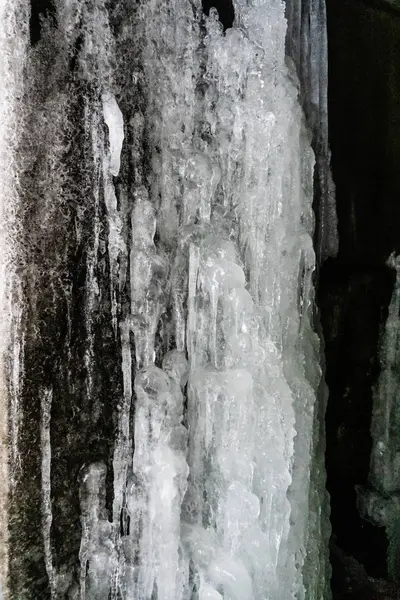 Água Congelada Cascata Congelada Inverno Ucrânia — Fotografia de Stock