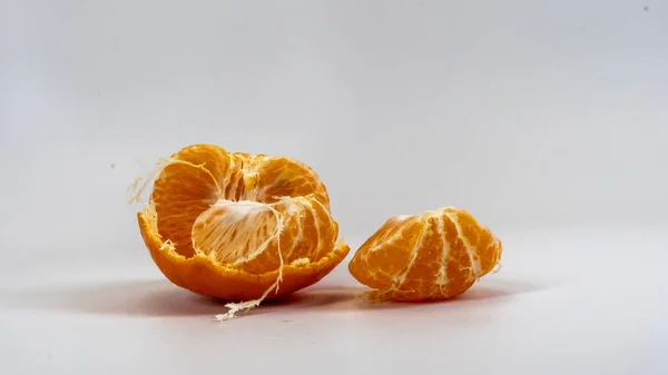 Rijp Verse Mandarijn Geïsoleerd Een Witte Achtergrond Close Macro Citrus — Stockfoto