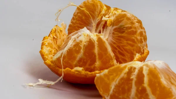 Rijp Verse Mandarijn Geïsoleerd Een Witte Achtergrond Close Macro Citrus — Stockfoto