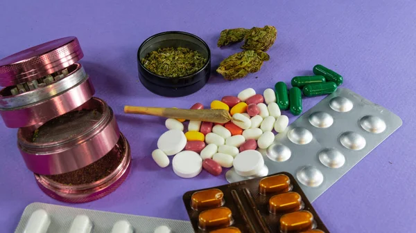 Concept of herbal medicine with medical marijuna. — Stock Photo, Image