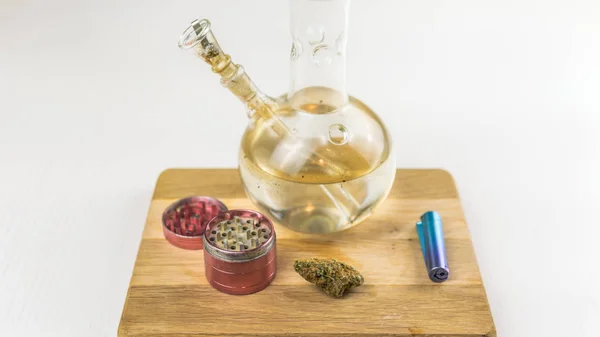 Water Bong for Smoking Weed Buds Close-up Stock Image - Image of