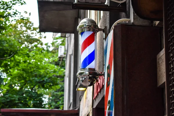Vintage Barber Shop Pole Classic Barber Shop — Stock Photo, Image