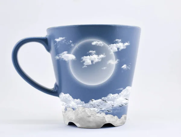 Ceramic Mug Cloud Pattern Isolated — Stock Photo, Image