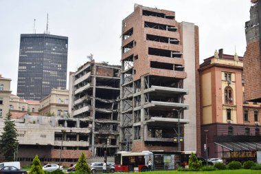 Belgrad / Sırbistan - 08 08 2019 : Yugoslav Savunma Bakanlığı binası