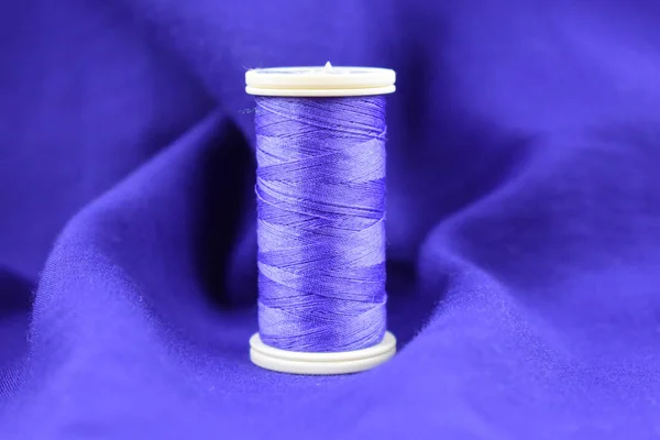 Sewing Thread Purple Color Purple Fabric Purple Fabric Background — Stock Photo, Image