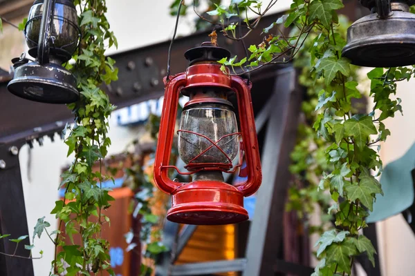 vintage kerosene lantern ( Gas lamp ) Red color