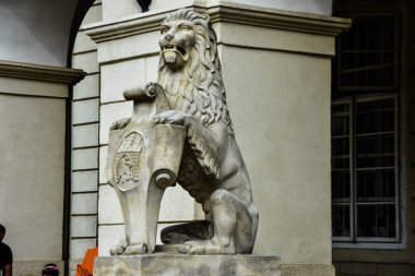 Lviv / Ukrayna - 08 08 2019 : Lviv'de Aslan Heykeli