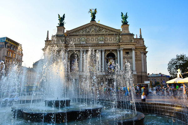 Lviv / Ukraine - 08 08 2019 : Lviv National Academic Opera and Ballet Theatre named after Solomiya Krushelnytska