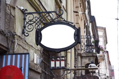 Oval Signboard alay. Fotoğraf Boş Tabela. mesaj veya reklam