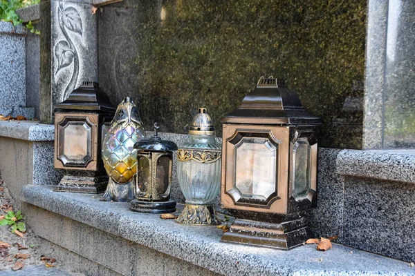 Свечи Обета Памятные Свечи Могиле — стоковое фото
