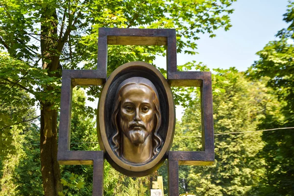 Croix Pierre Tombale Sur Vieux Cimetière — Photo