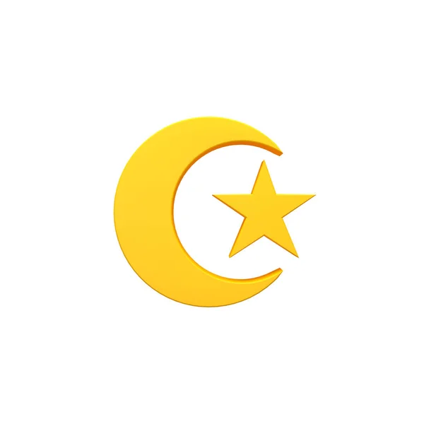 Crescent Volumetric Star Crescent Icono Imagen — Foto de Stock