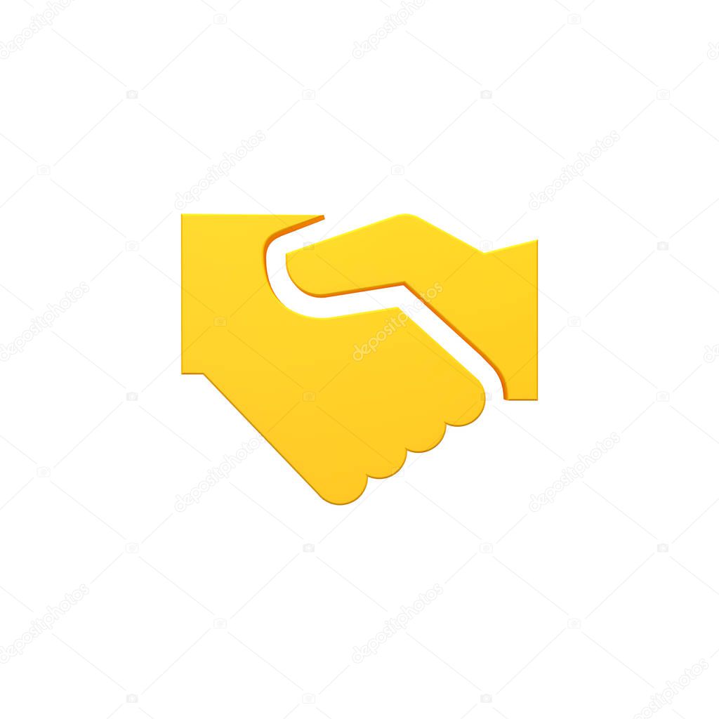 Hand shake volumetric 3d render image icon