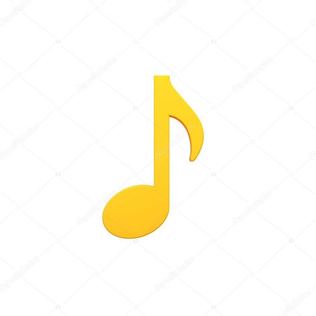 Musical note volumetric 3d render image icon
