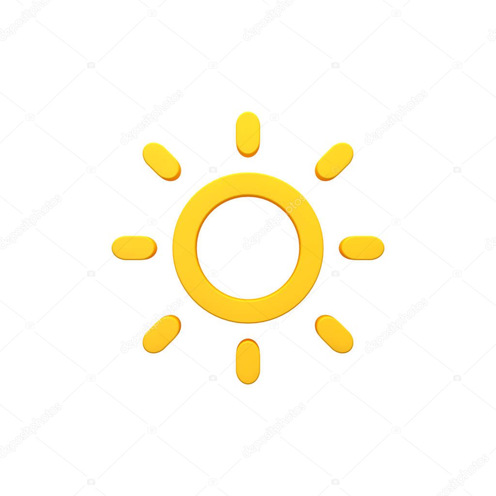 Sun, summer volumetric 3d render image icon