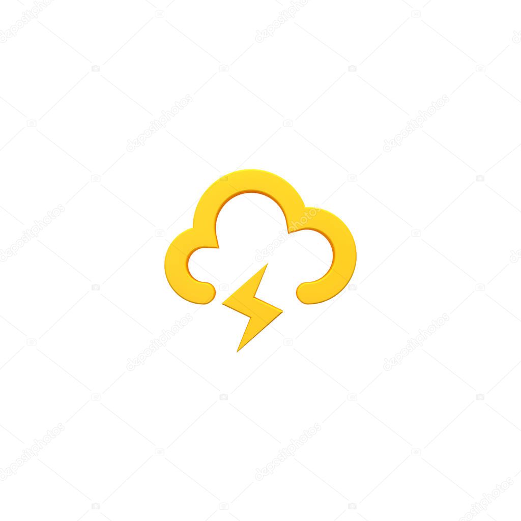 cloud lightning volumetric 3d icon image, weather condition