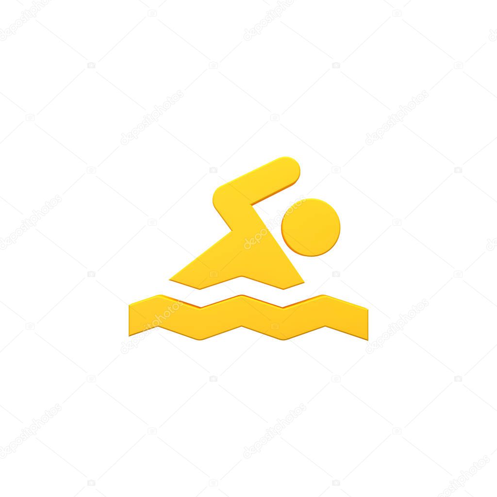 Swim pool sea volumetric 3d render image icon