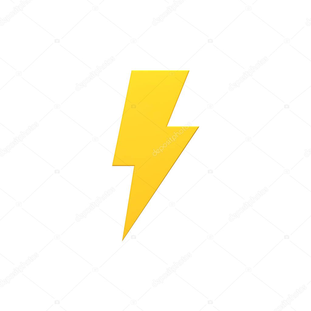 Electric shock sign volumetric 3d render image icon