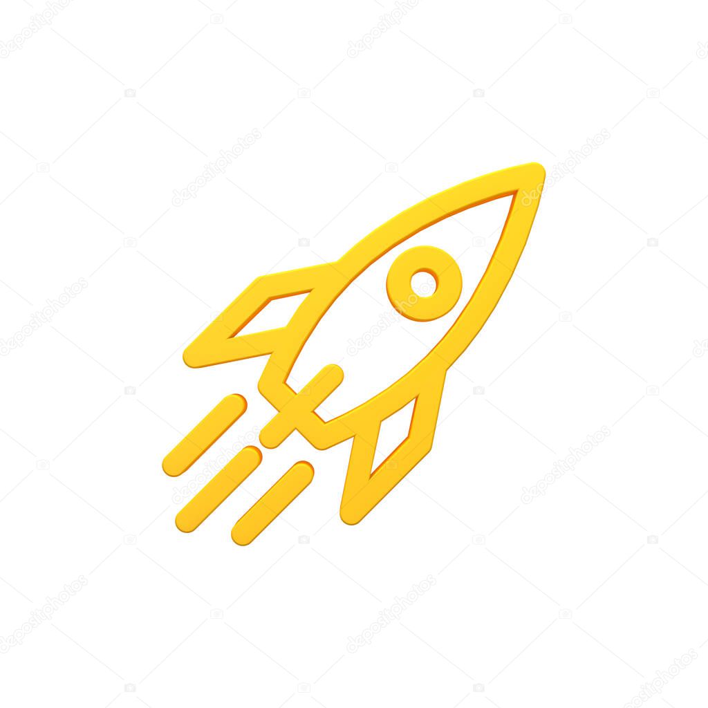 Space ship slying volumetric 3d render image icon