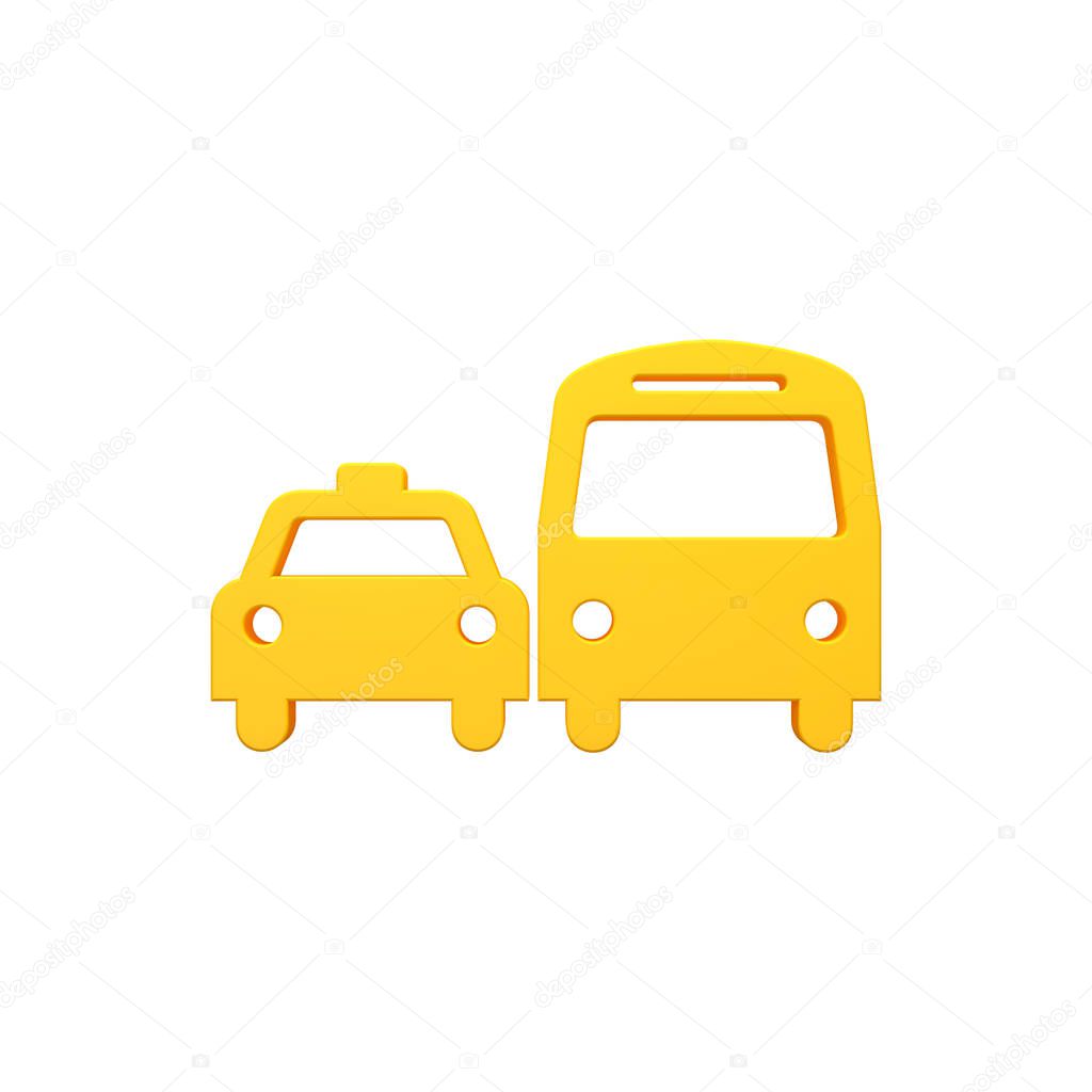 Taxi and bus volumetric 3d render image icon
