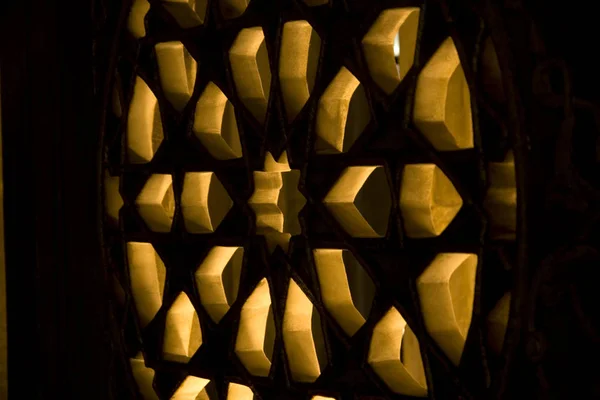 Osmanische Moschee Inneren Gelbes Licht Und Ornament Handgefertigt — Stockfoto