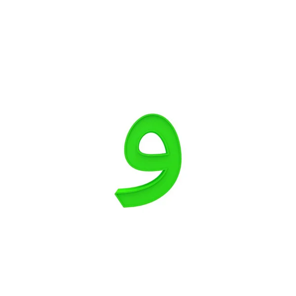 Waw Vav 阿拉伯绿色字母和数字不同的样式3D 体积字体集合隔离在白色背景3D — 图库照片