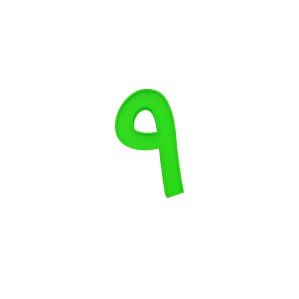 9个阿拉伯绿色字母和数字不同的样式3D 体积字体设置隔离在白色背景3D — 图库照片