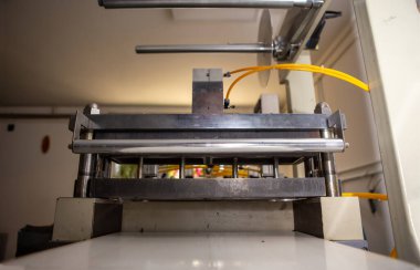 Plastik bisküvi paketleme makinesi. Endüstri. Paketleme.